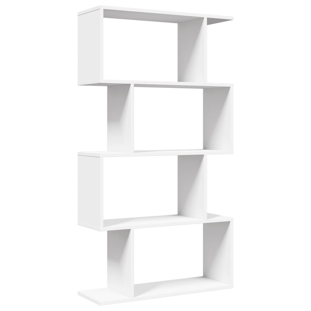 Romdeler bokhylle 4-etasjers hvit 70x24x129 cm konstruert tre