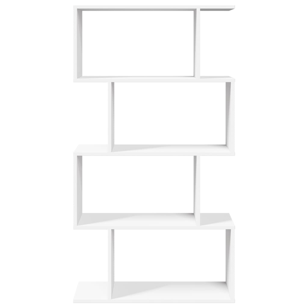 Romdeler bokhylle 4-etasjers hvit 70x24x129 cm konstruert tre