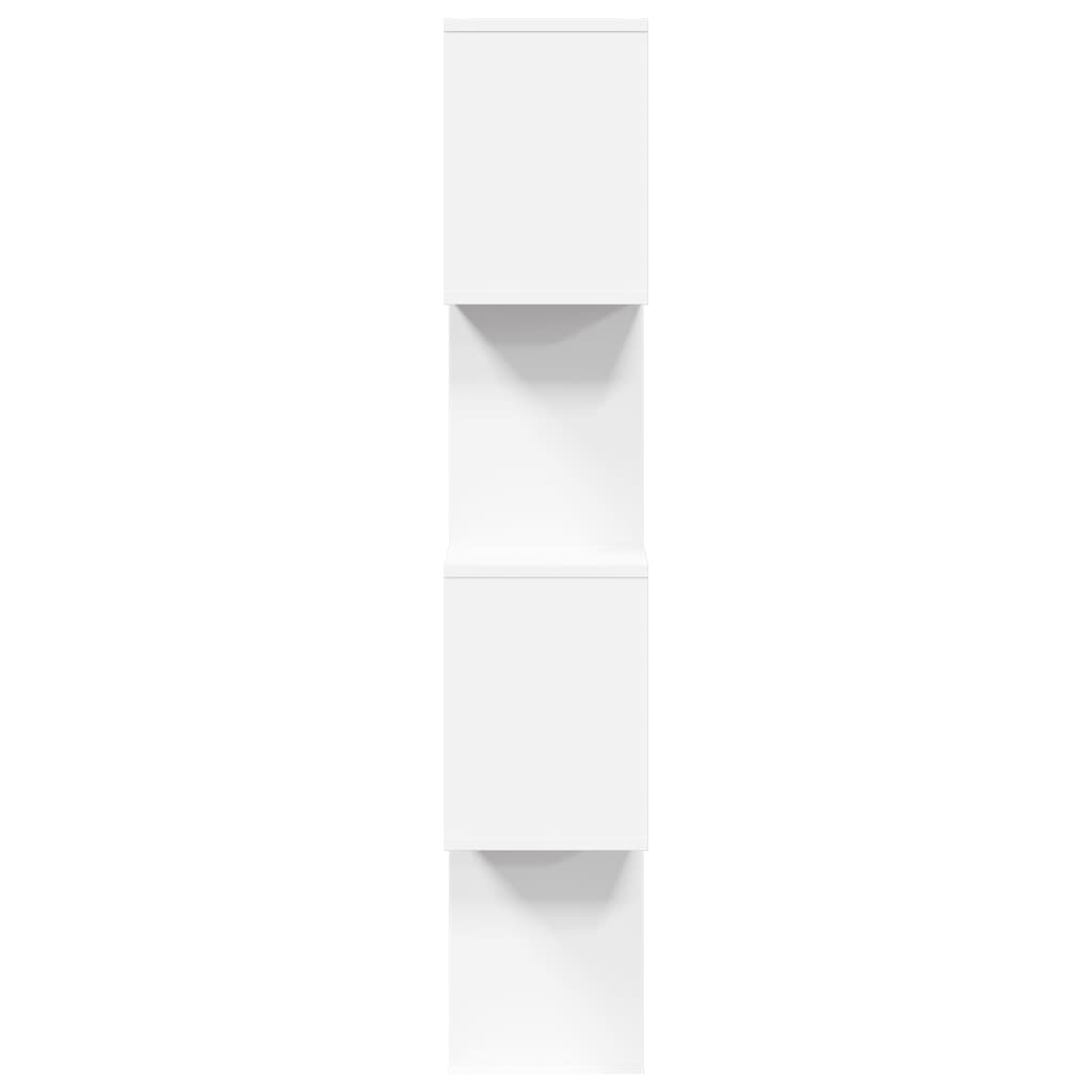Romdeler bokhylle 4-etasjers hvit 70x24x129 cm konstruert tre