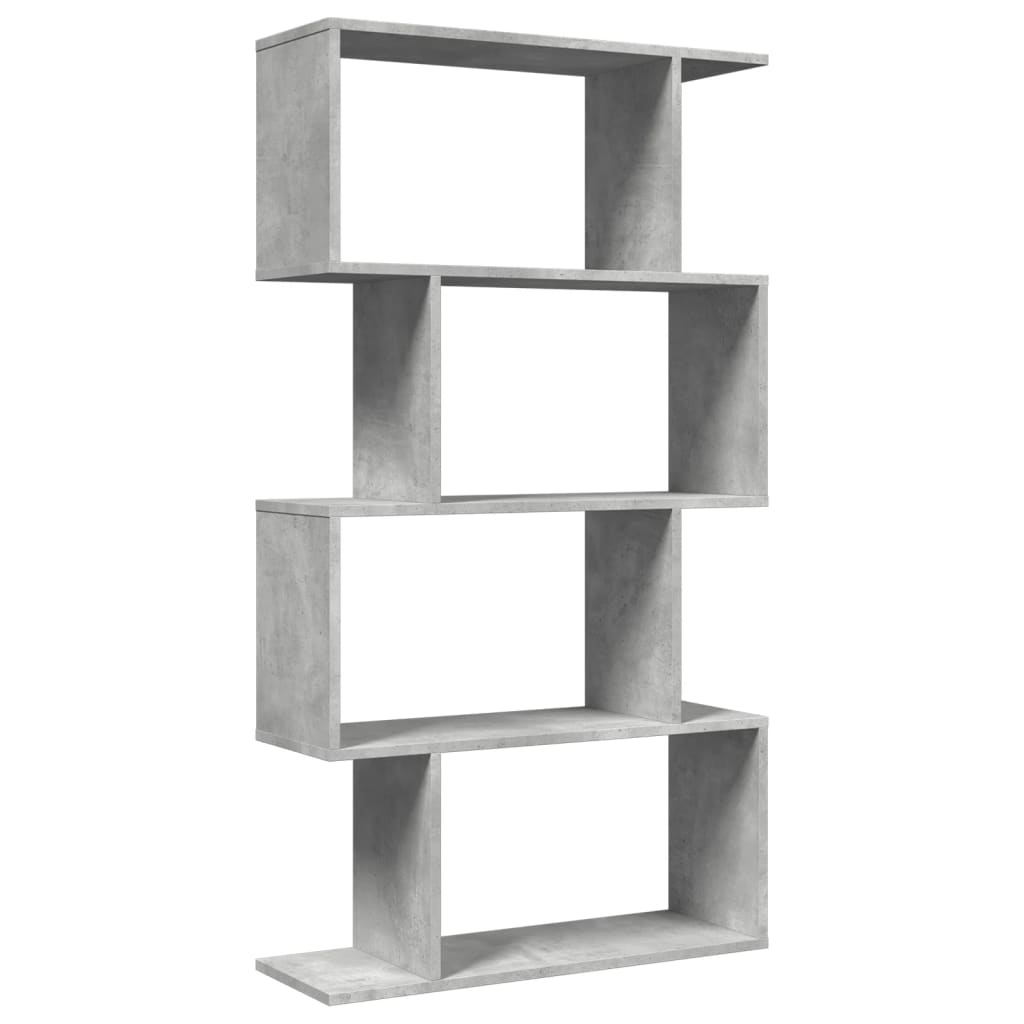 Romdeler bokhylle 4 lag betonggrå 70x24x129 cm konstruert tre