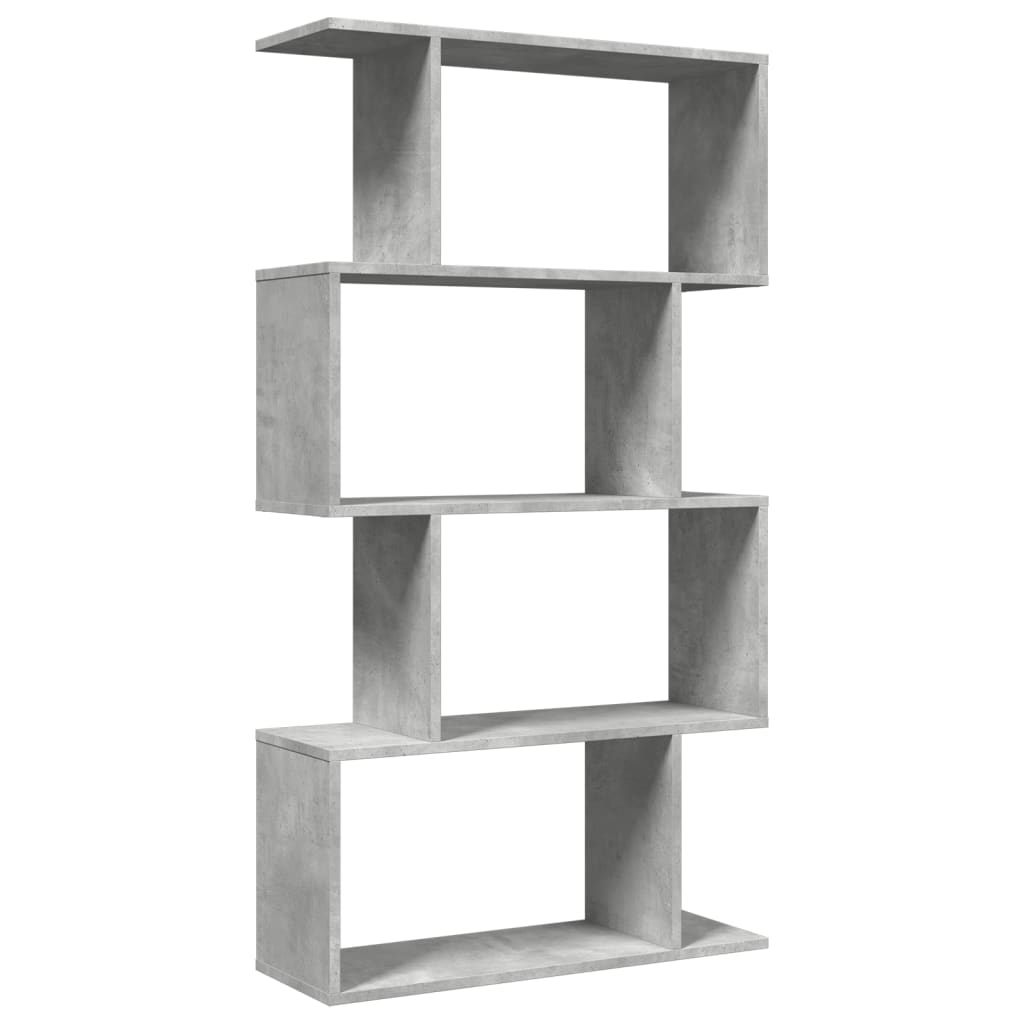 Romdeler bokhylle 4 lag betonggrå 70x24x129 cm konstruert tre