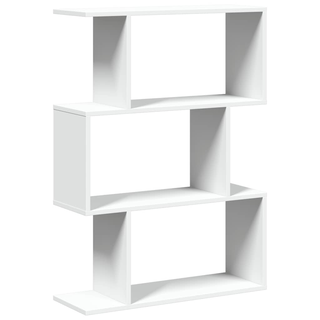 Romdeler bokhylle 3-etasjers hvit 70x24x97 cm konstruert tre