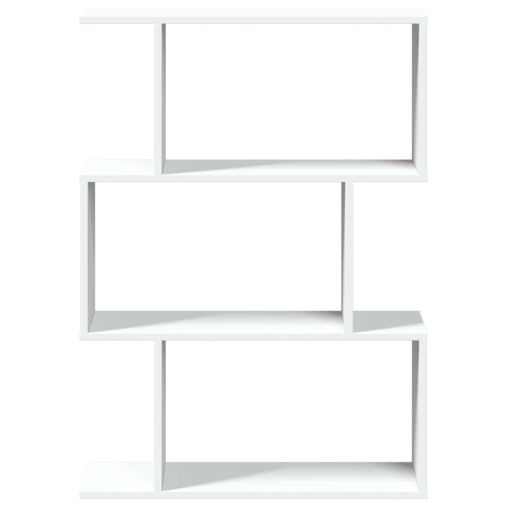Romdeler bokhylle 3-etasjers hvit 70x24x97 cm konstruert tre