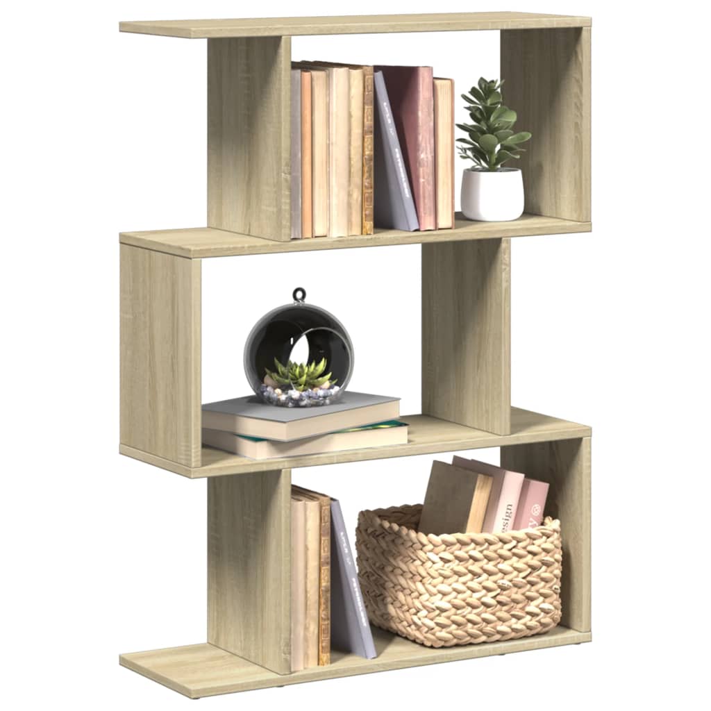Romdeler bokhylle 3 lag sonoma eik 70x24x97 cm konstruert tre