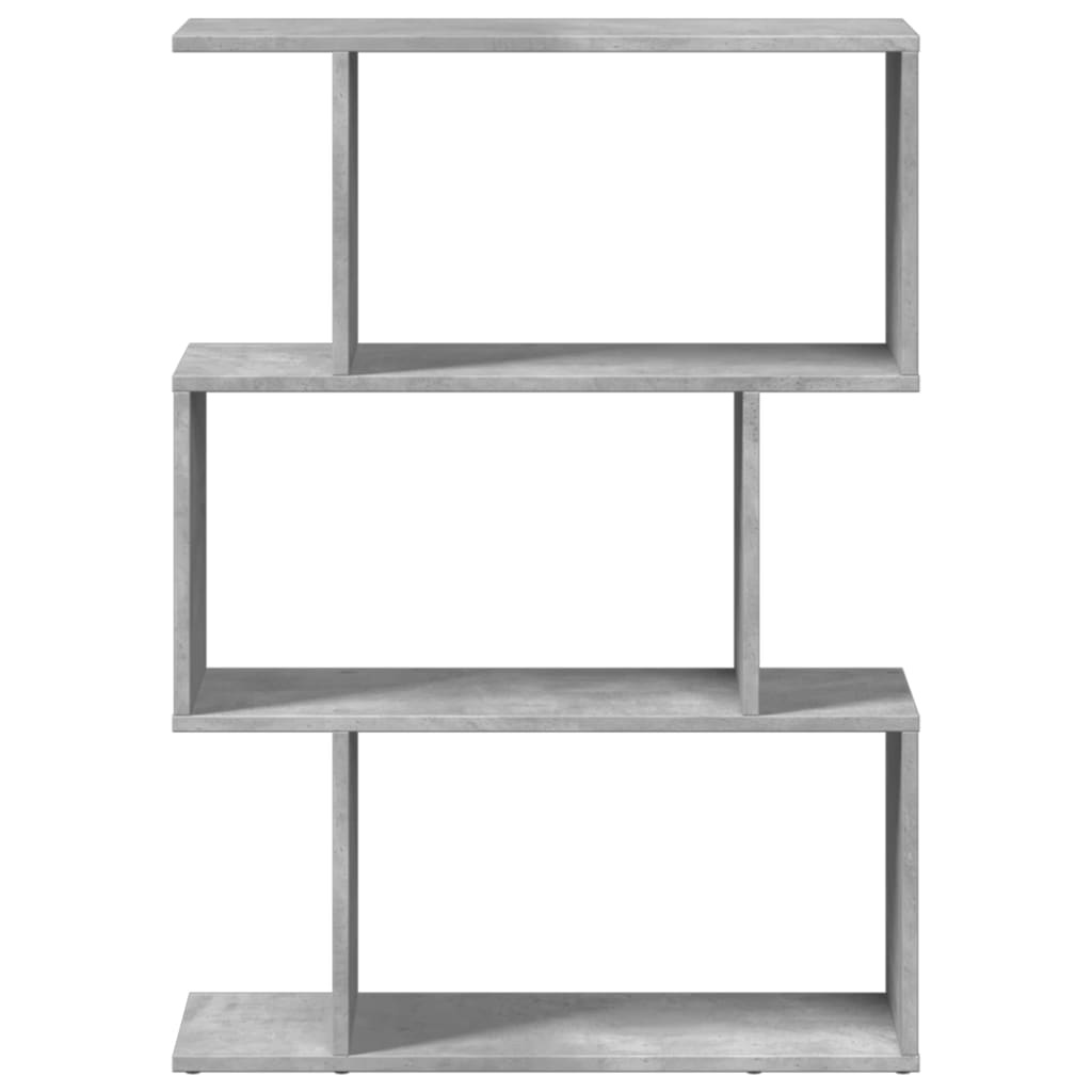 Romdeler bokhylle 3 lag betonggrå 70x24x97 cm konstruert tre