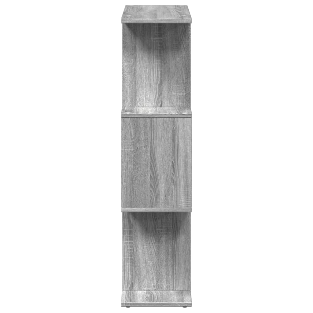 Romdeler bokhylle 3 lag grå sonoma 70x24x97 cm konstruert tre