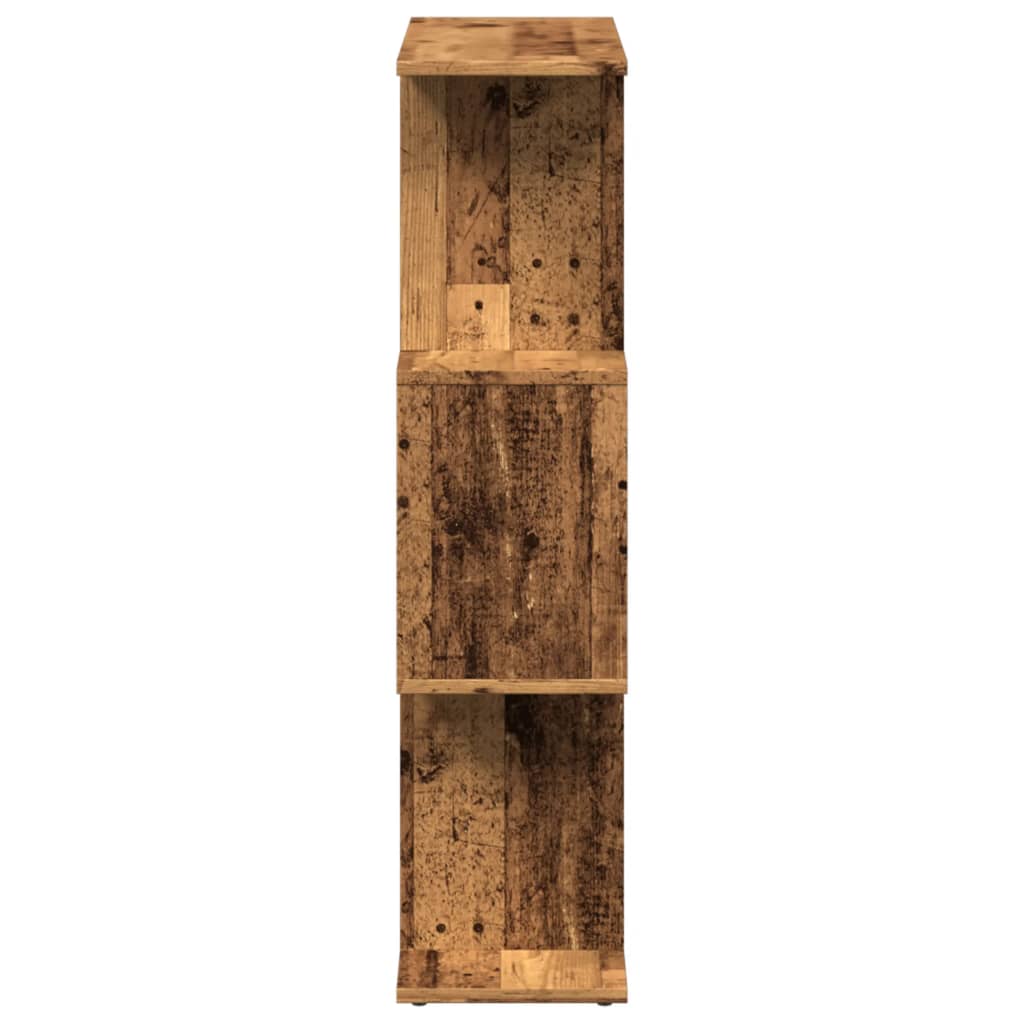 Romdeler bokhylle 3 lag gammelt tre 70x24x97 cm konstruert tre