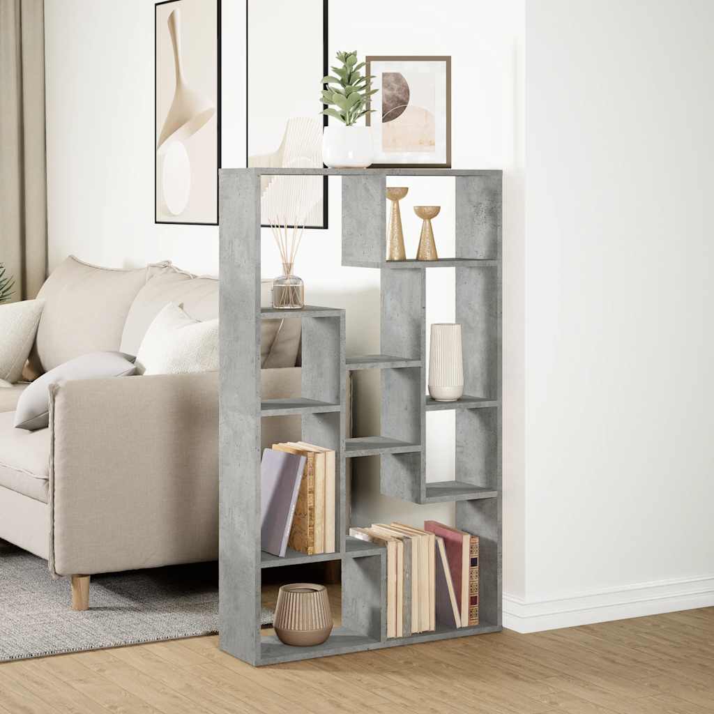 Bokhylle betonggrå 72x20x120,5 cm konstruert tre