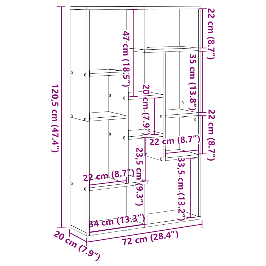 Bokhylle gammelt tre 72x20x120,5 cm konstruert tre