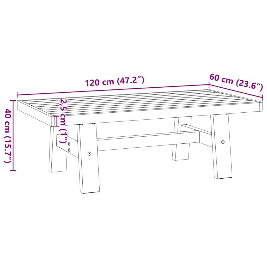Salongbord NOAIN A-formede ben 120x60x40 cm heltre furu