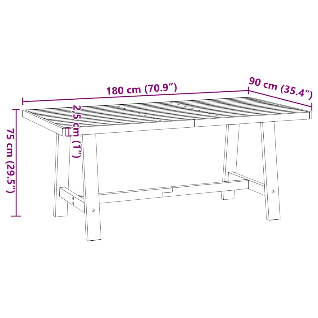 Spisebord NOAIN A-formede ben 180x90x75 cm heltre furu