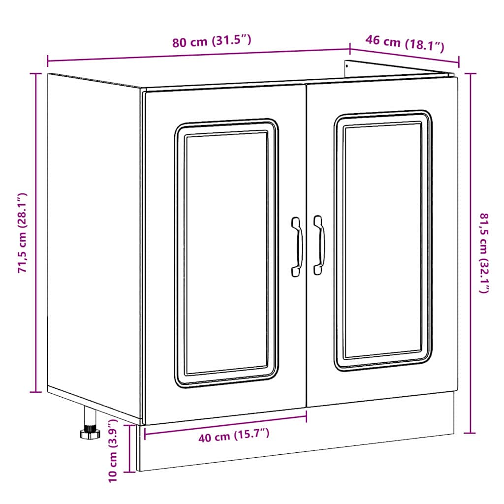 Kjøkkenskap Kalmar Brun Eik 80 x 46 x 81,5 cm Konstruert tre