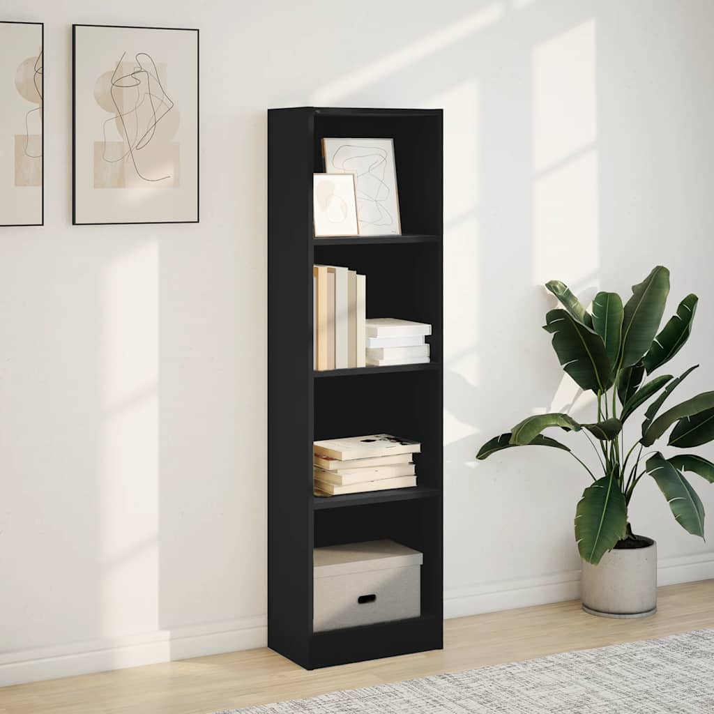 Bokhylle svart 40x24x143 cm konstruert tre