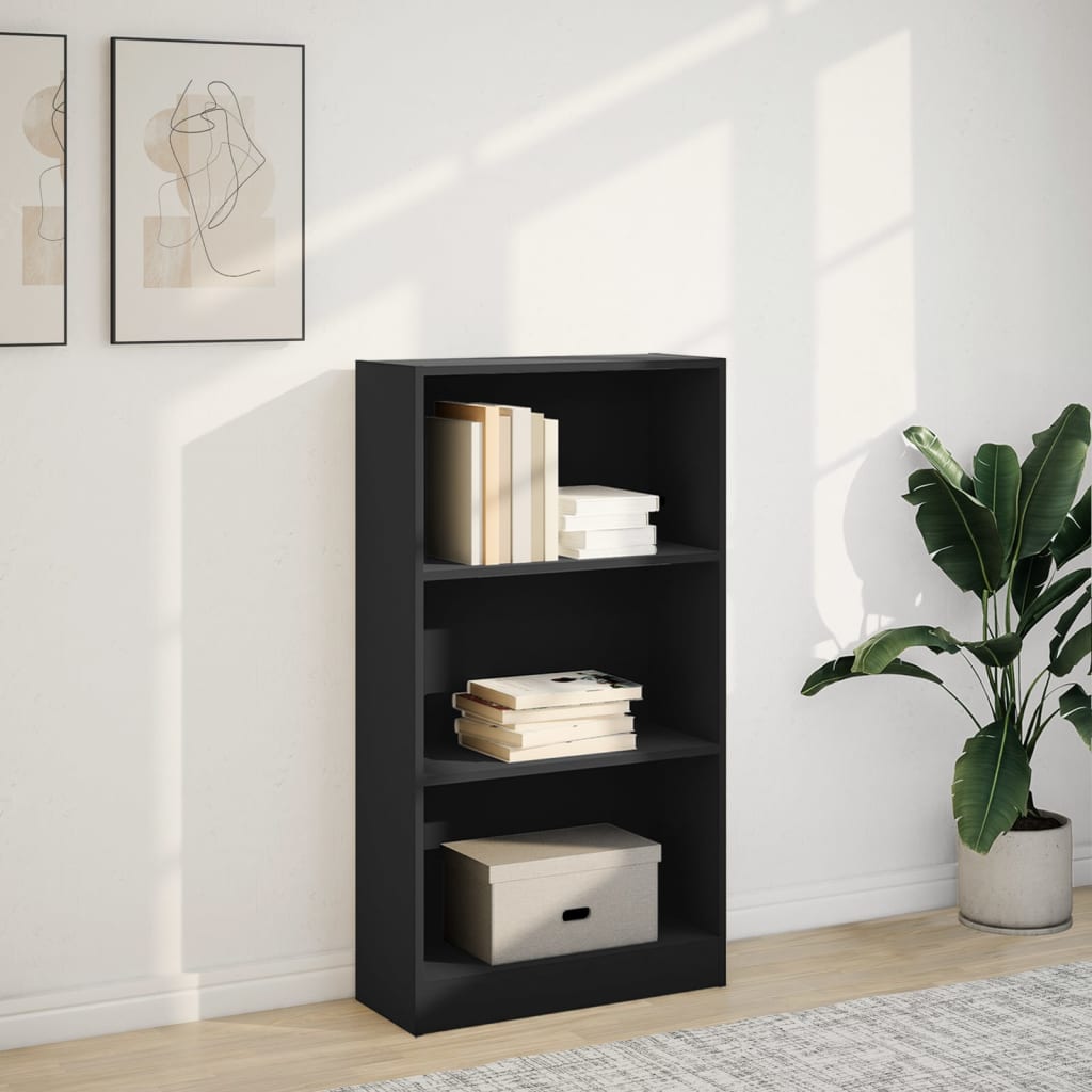 Bokhylle svart 60x24x109 cm konstruert tre