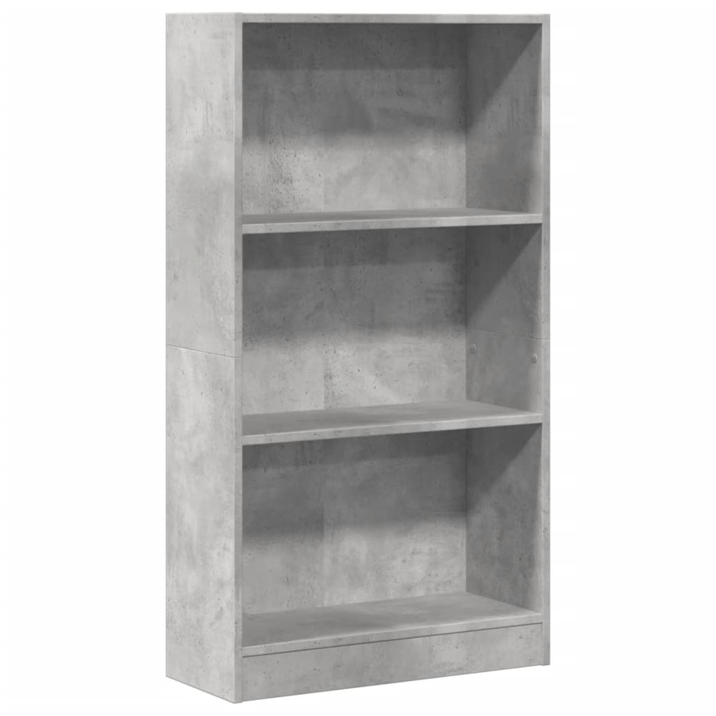 Bokhylle betonggrå 60x24x109 cm konstruert tre