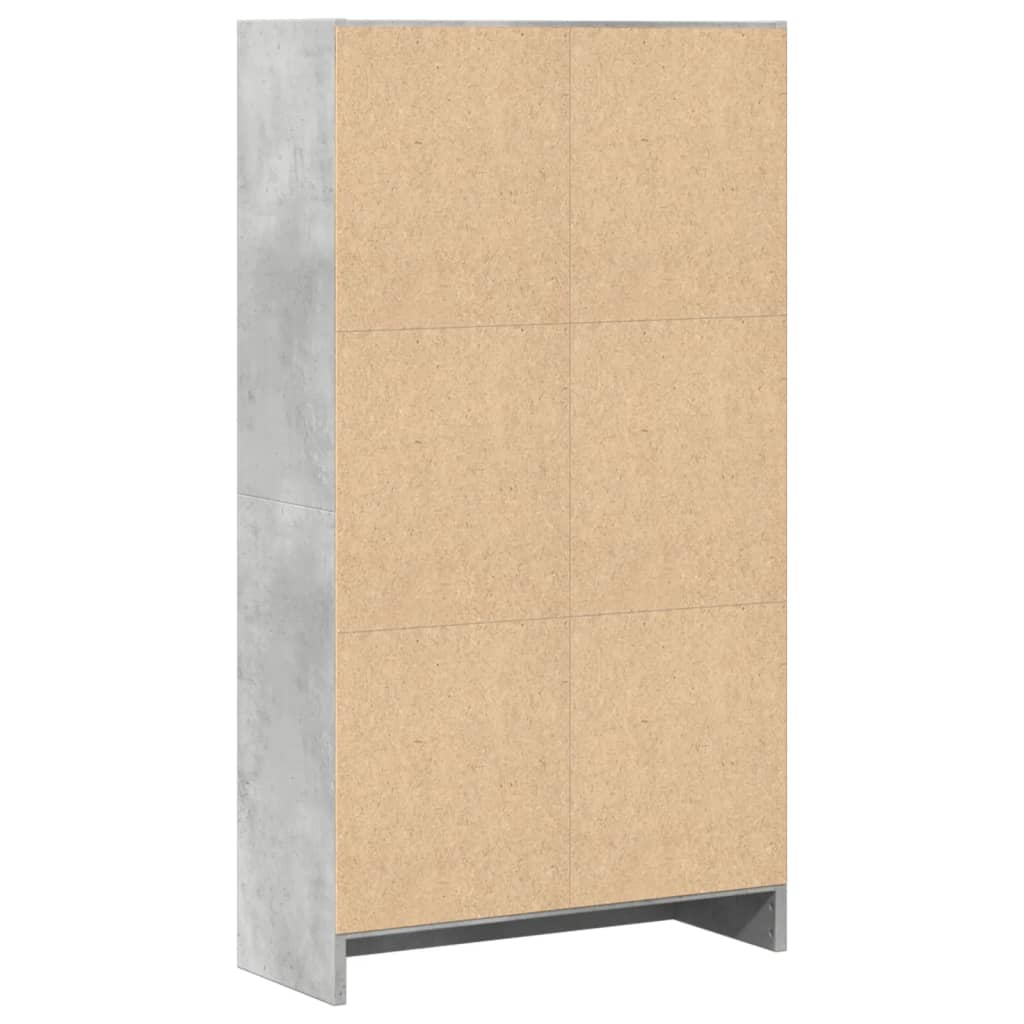 Bokhylle betonggrå 60x24x109 cm konstruert tre