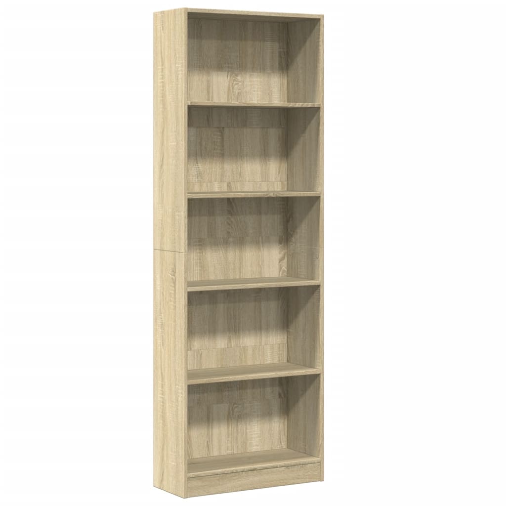 Bokhylle sonoma eik 60x24x176 cm konstruert tre