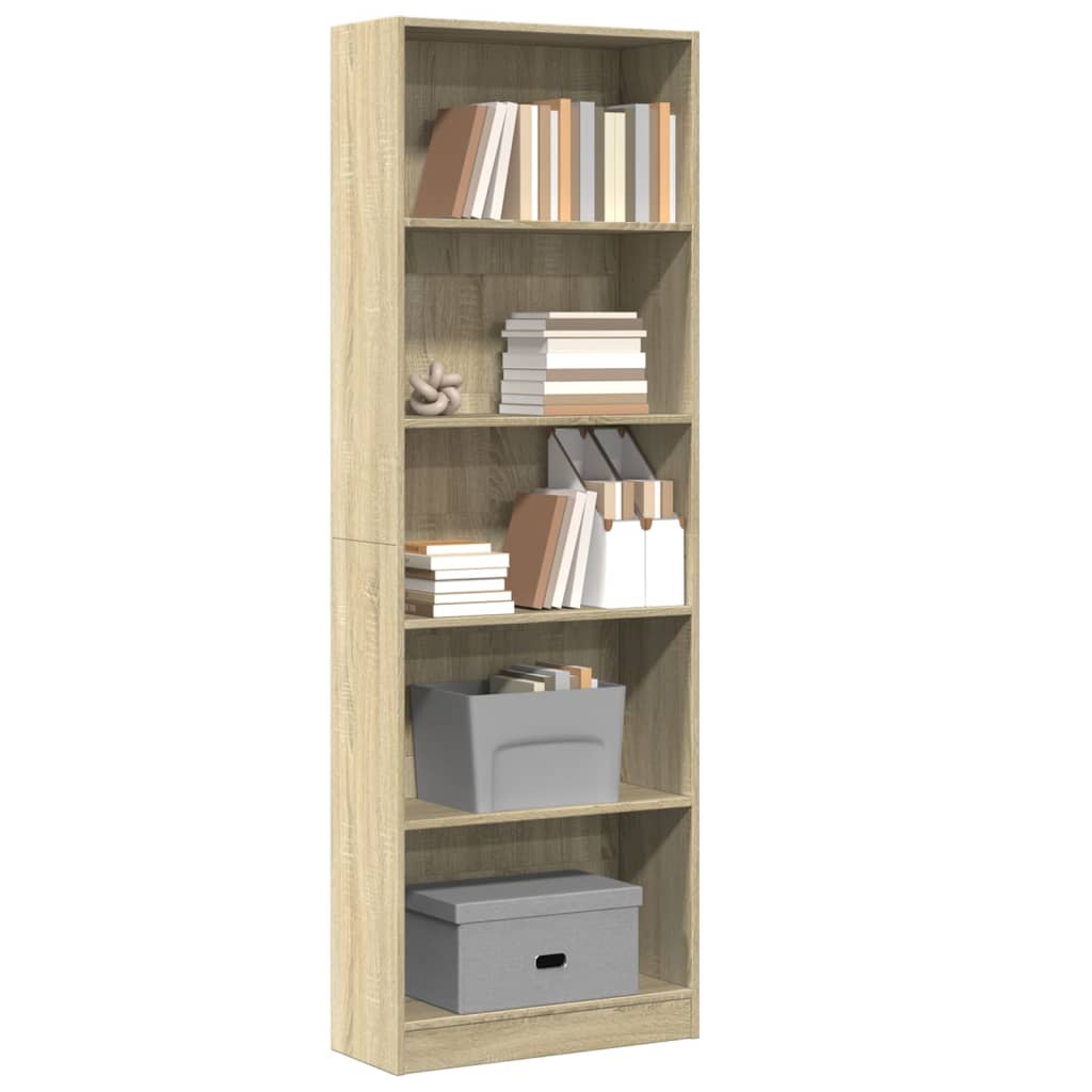 Bokhylle sonoma eik 60x24x176 cm konstruert tre
