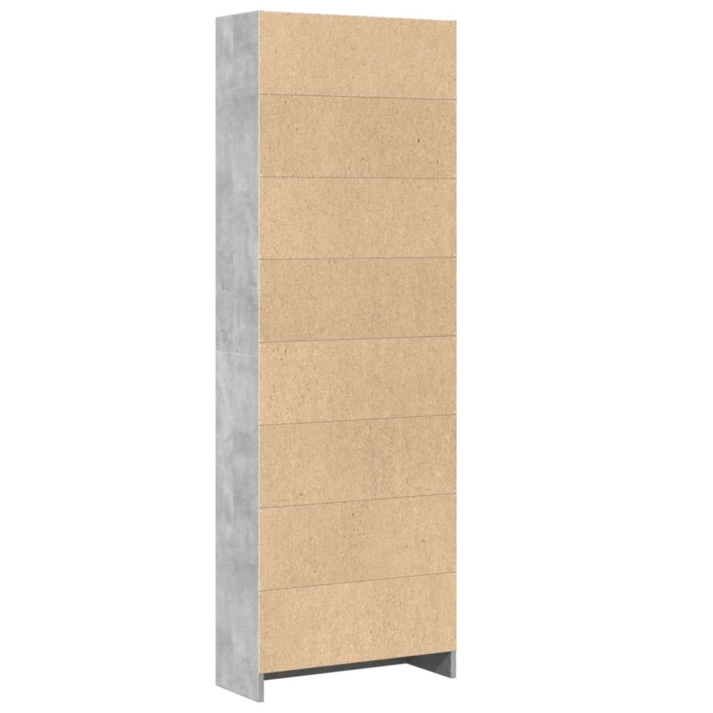 Bokhylle betonggrå 60x24x176 cm konstruert tre