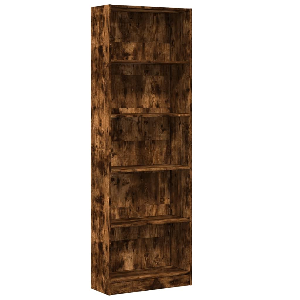Bokhylle røkt eik 60x24x176 cm konstruert tre