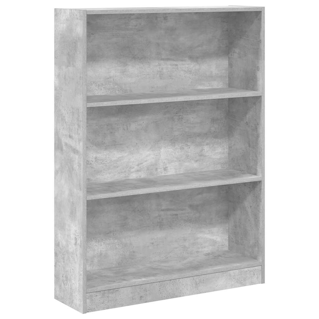 Bokhylle betonggrå 80x24x109 cm konstruert tre