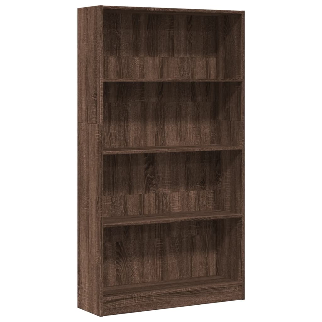 Bokhylle brun eik 80x24x143 cm konstruert tre
