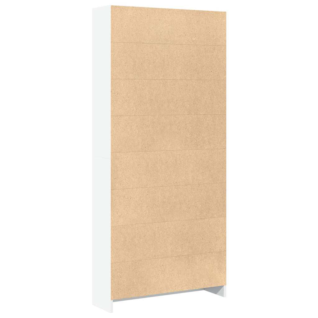 Bokhylle hvit 80x24x176 cm konstruert tre