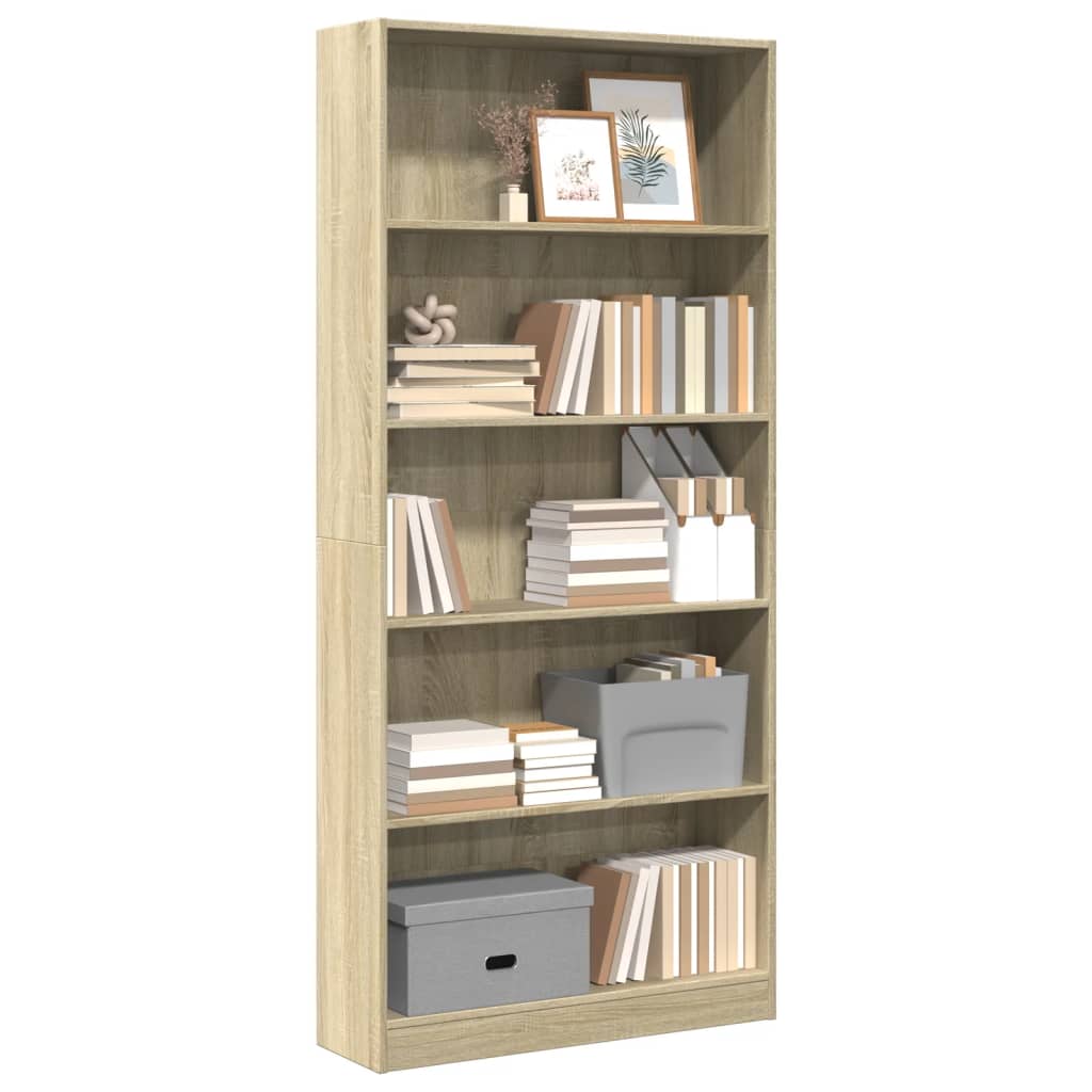 Bokhylle Sonoma eik 80x24x176 cm konstruert tre