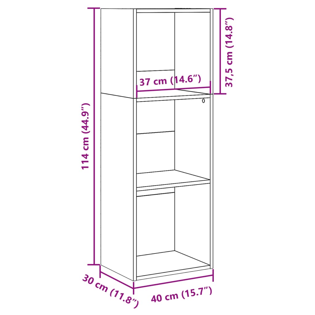 Bokhylle artisan eik 40x30x114 cm konstruert tre