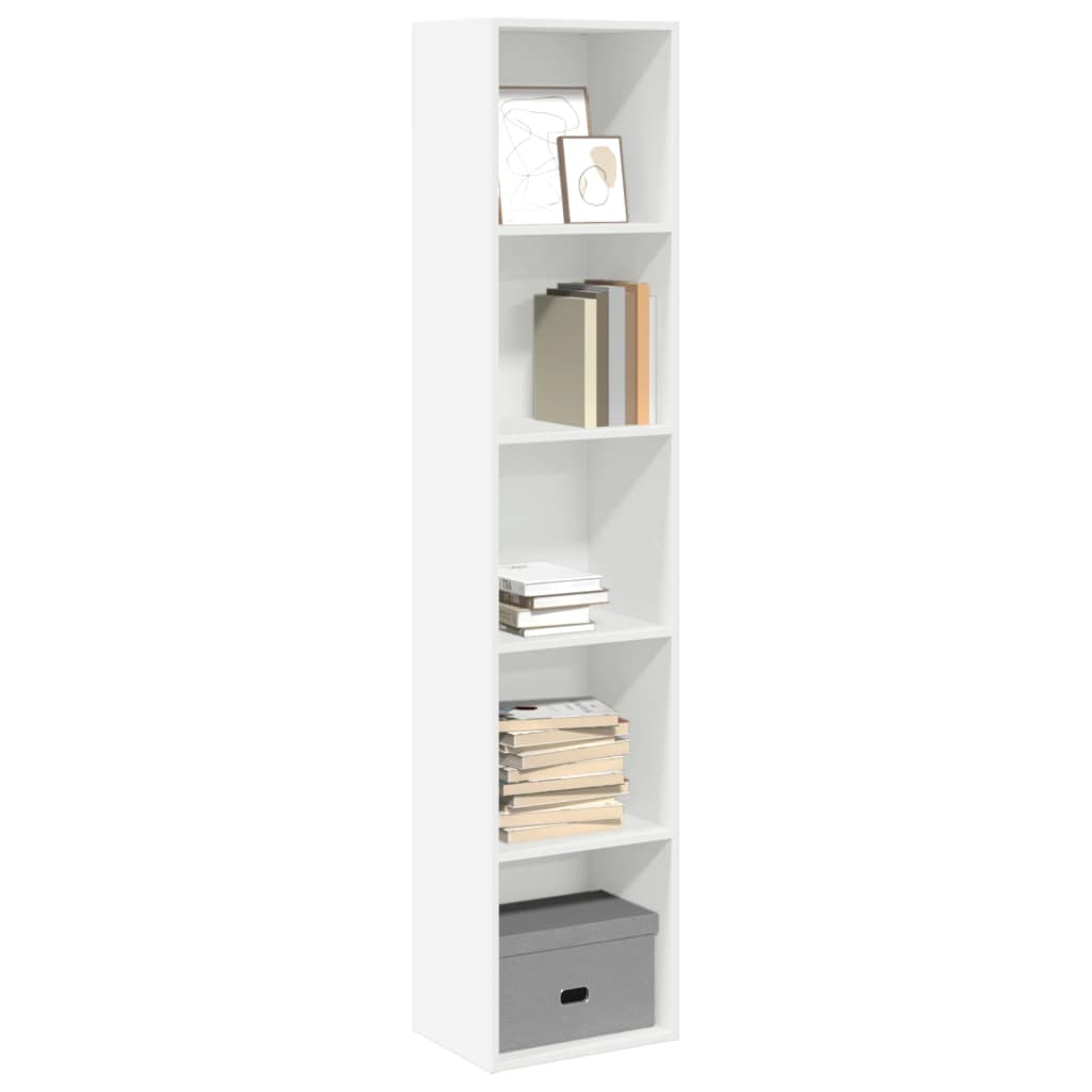 Bokhylle hvit 40x30x189 cm konstruert tre