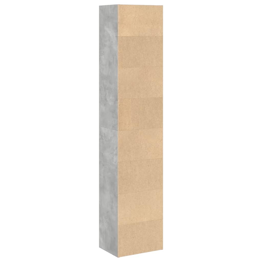 Bokhylle betonggrå 40x30x189 cm konstruert tre