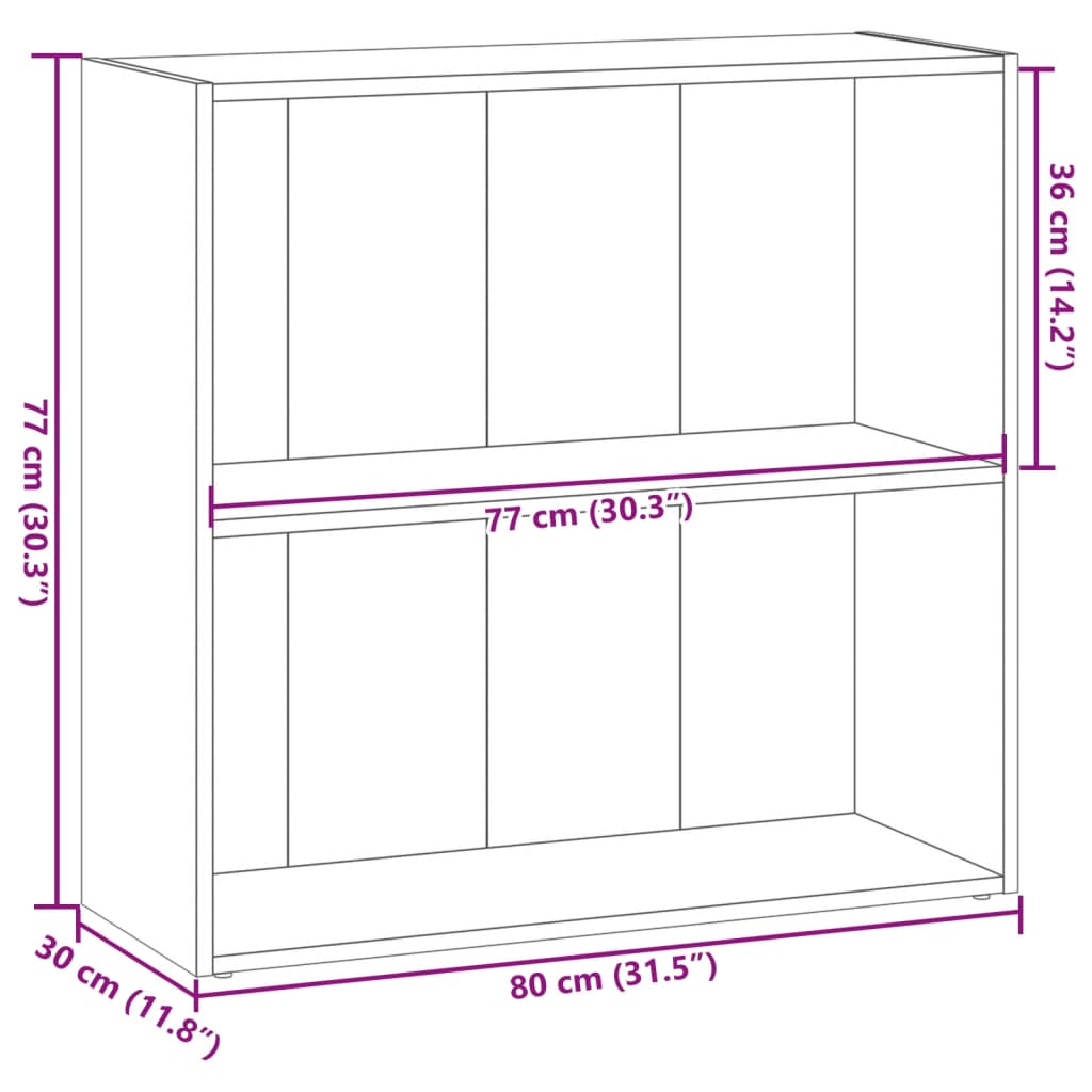 Bokhylle artisan eik 80x30x77 cm konstruert tre