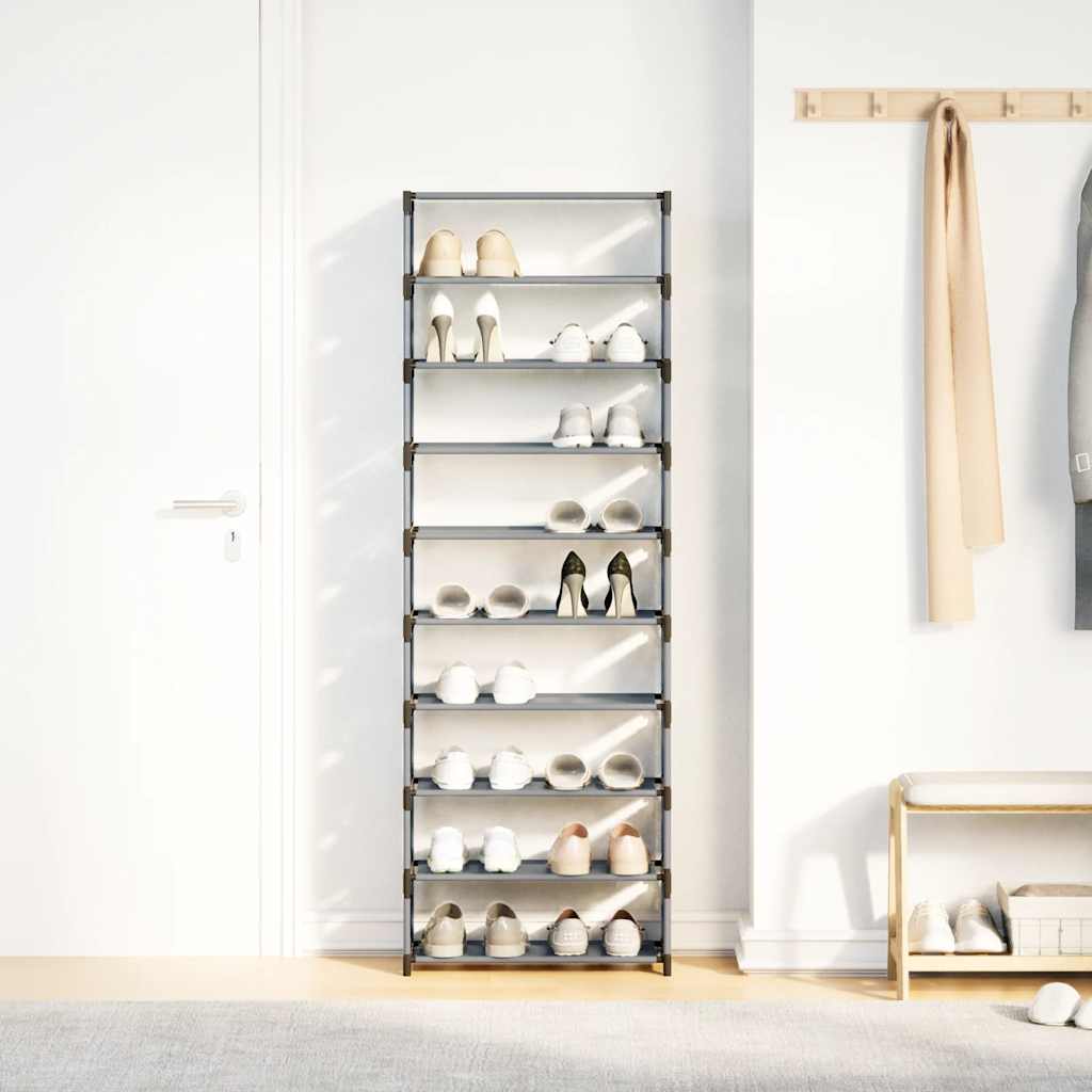 Skostativ 10-lags grå 54x28x158 cm ikke-vevd stoff
