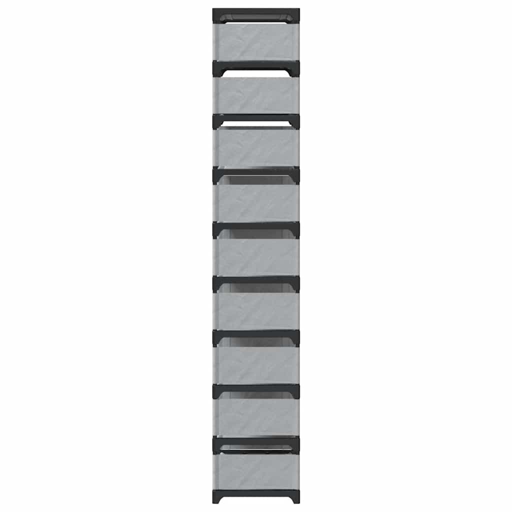 Skostativ 10-lags grå 54x28x158 cm ikke-vevd stoff