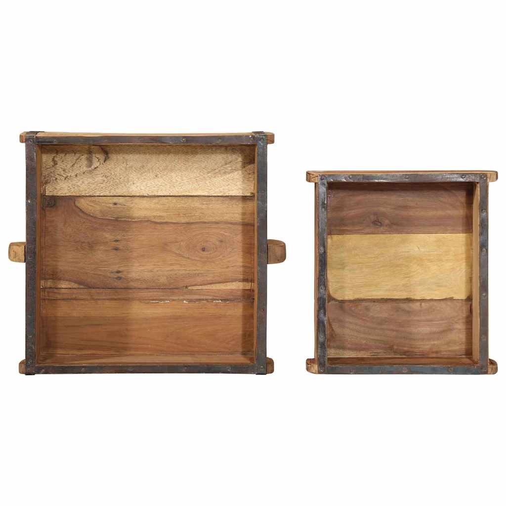 Brett med lagring 2 pcs Brun 29 x 31 x 10 cm Massiv Reclaim Tre