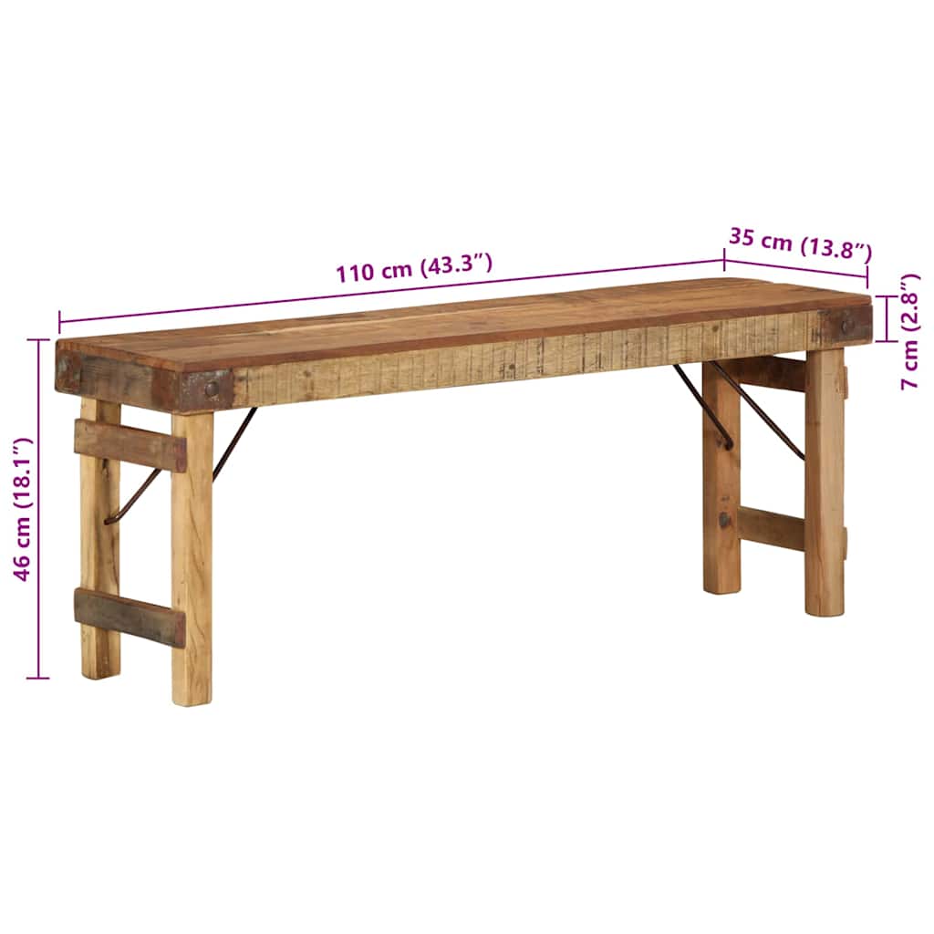 benk Naturlig 110 x 35 x 46 cm Gjenbrukt Gammel Tre