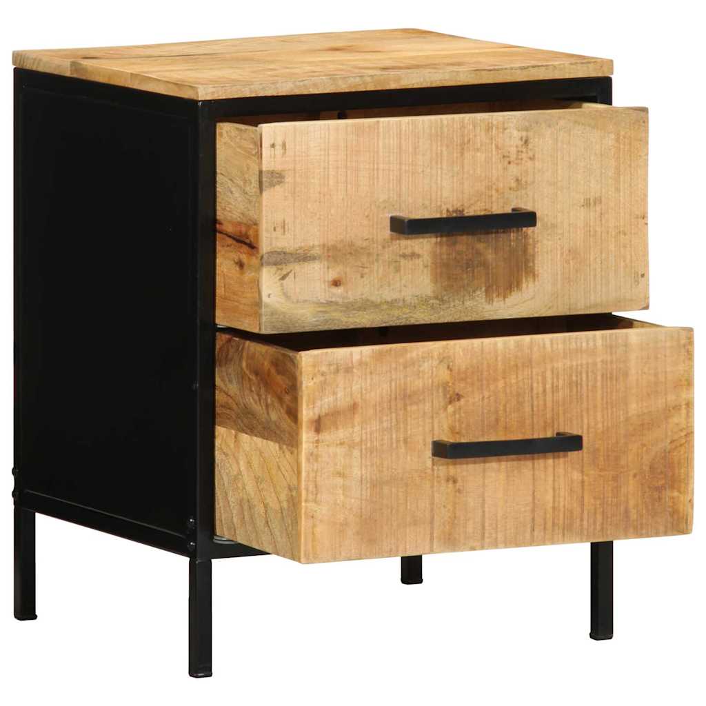 Nattbordskap Brun og svart 40 x 35 x 50 cm Massiv mango tre
