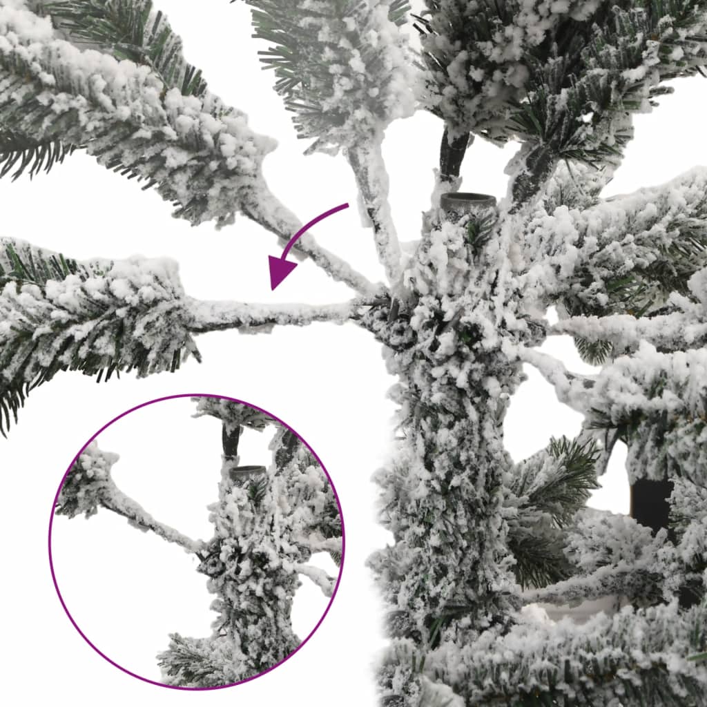Kunstig juletre med 300 LED flokket snø slankt 210 cm