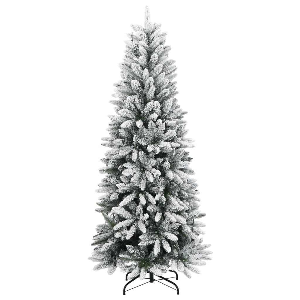 Kunstig juletre med 300 LED flokket snø slankt 240 cm