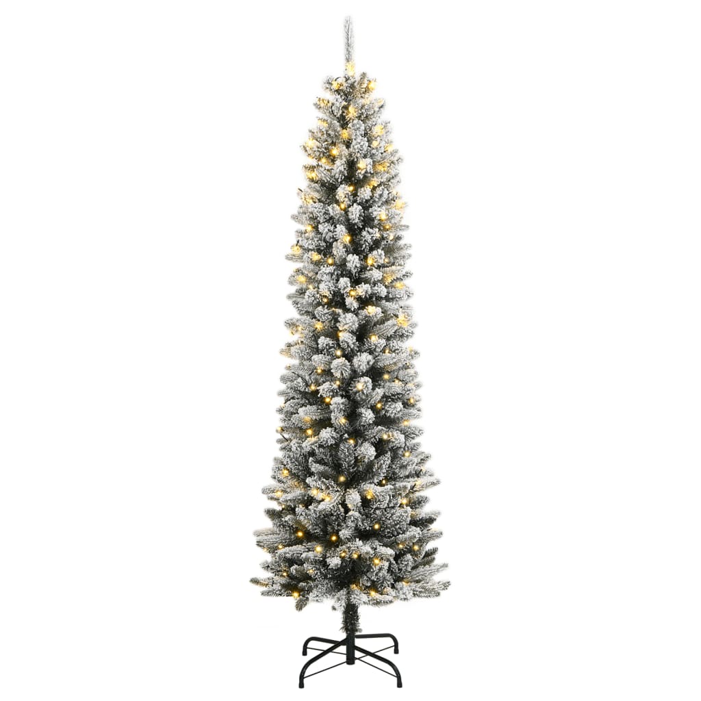 Kunstig juletre med 300 LED flokket snø slankt 240 cm