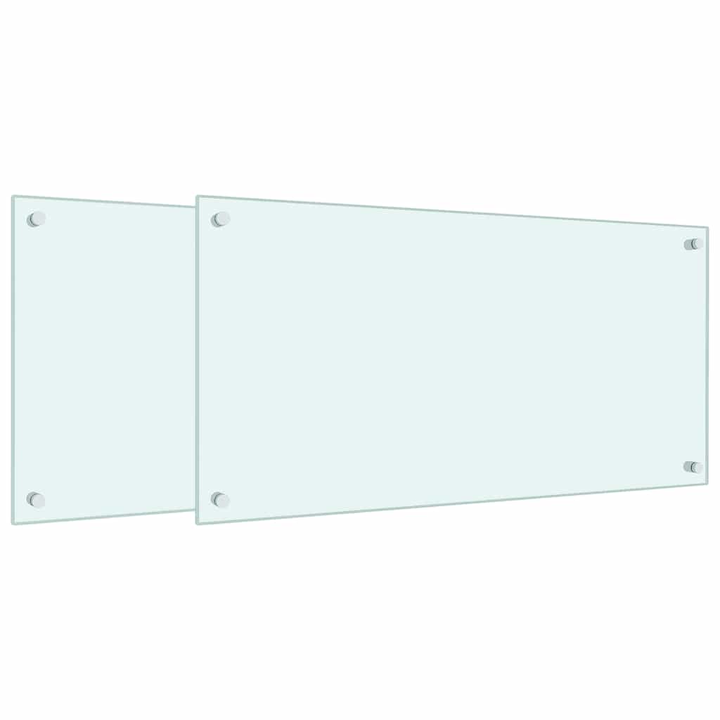 Kjøkkenplater 2 stk hvit 80x40 cm herdet glass vidaXL