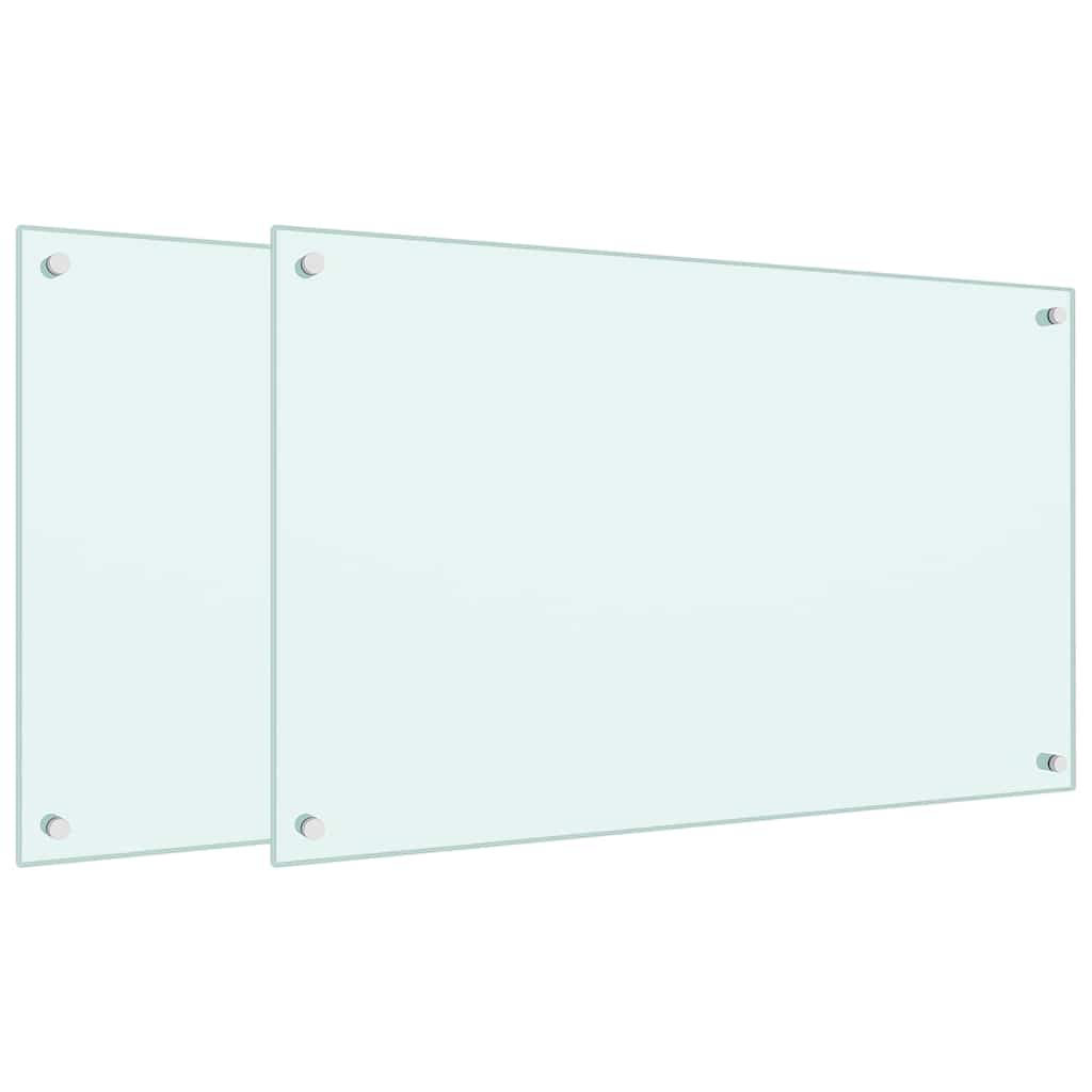 Kjøkkenplater 2 stk hvit 80x50 cm herdet glass vidaXL