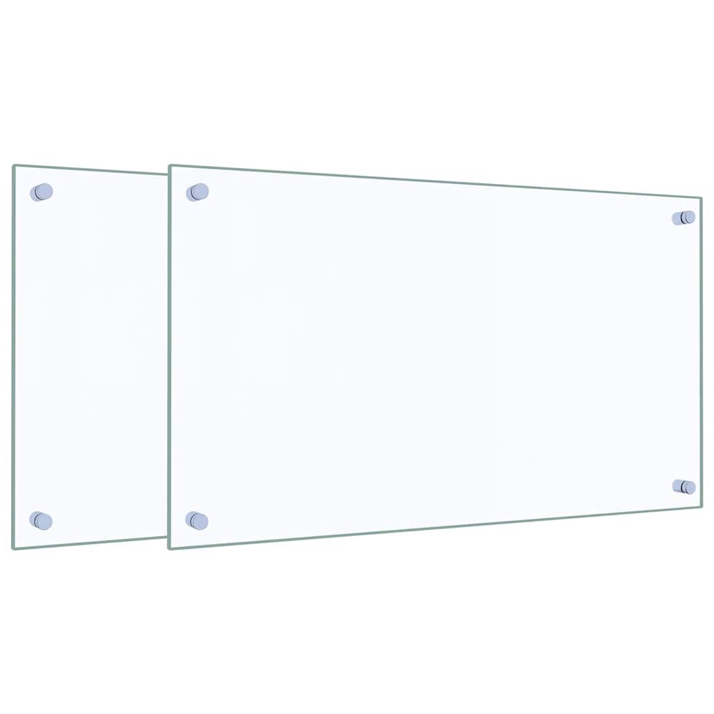 Kjøkkenplater 2 stk gjennomsiktig 70x40 cm herdet glass