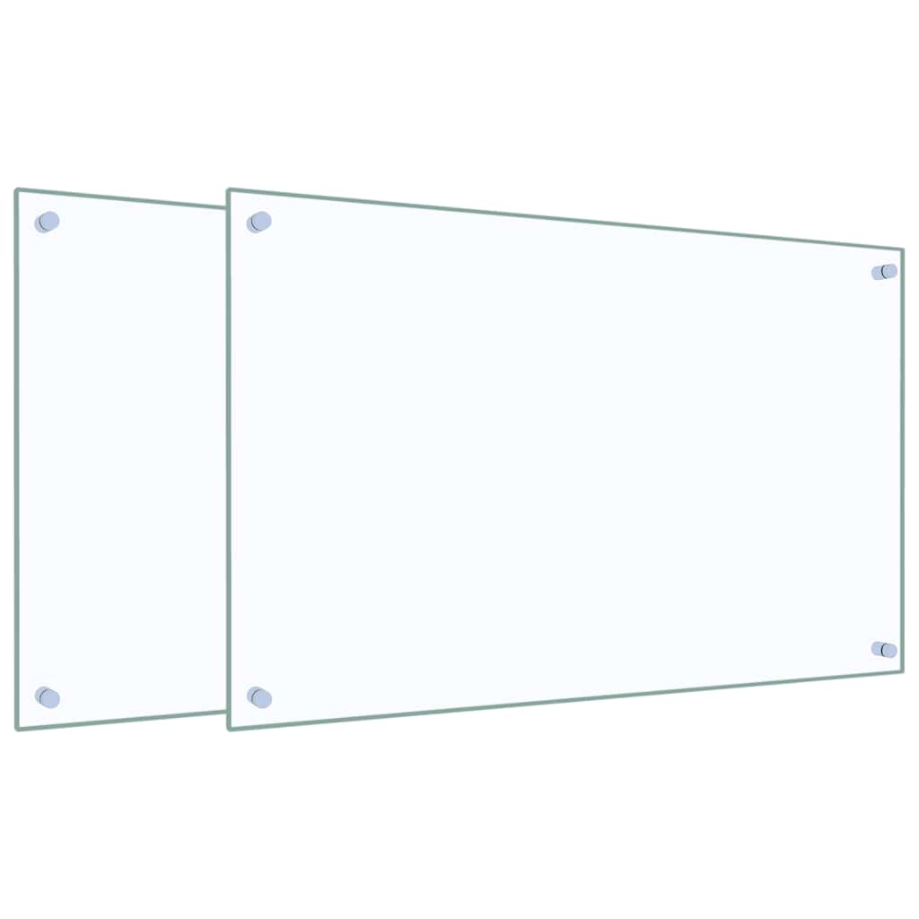 Kjøkkenplater 2 stk gjennomsiktig 80x50 cm herdet glass