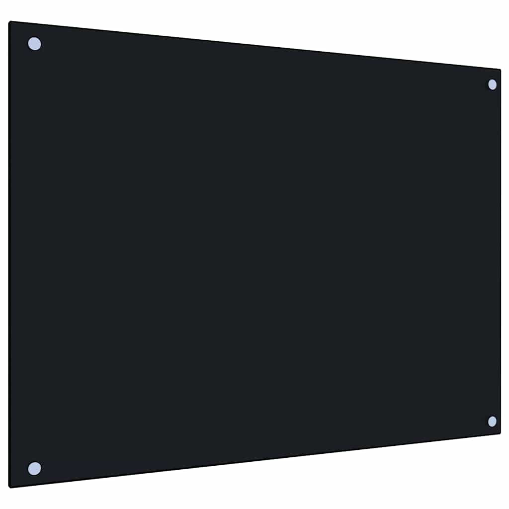 Kjøkkenplater 2 stk svart 80x60 cm herdet glass