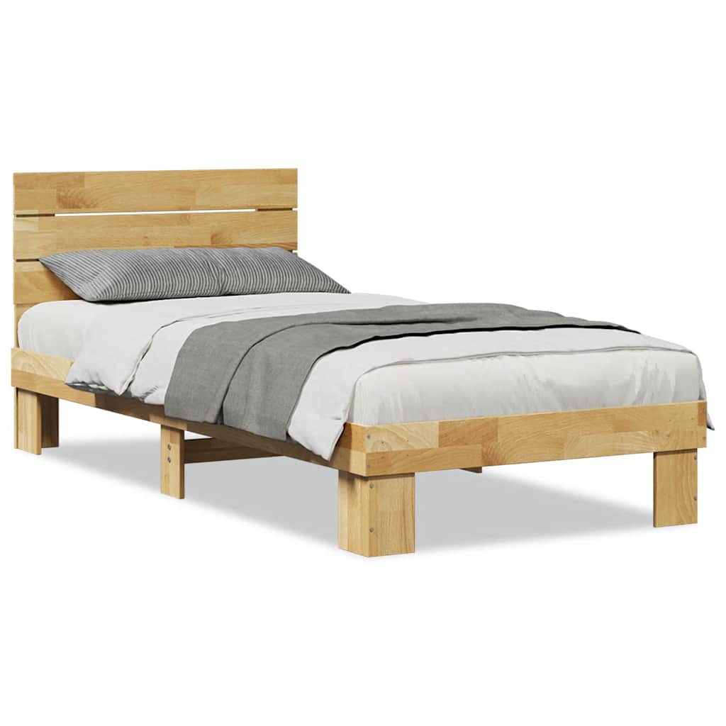 Sengeramme med sengegavl uten madrass 75x190 cm Heltre Eik