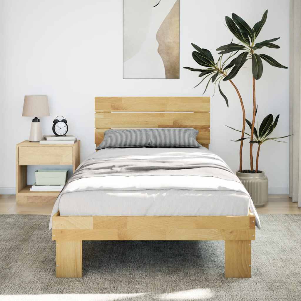 Sengeramme med sengegavl uten madrass 75x190 cm Heltre Eik