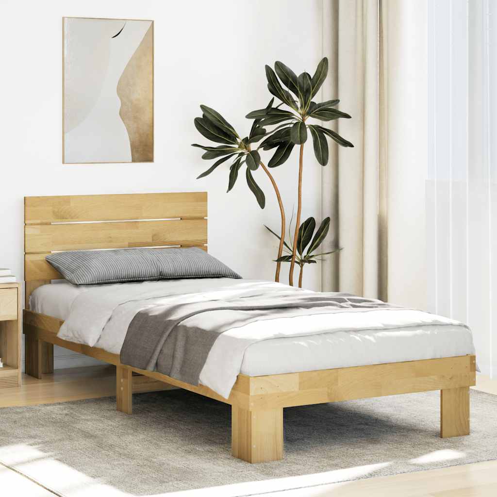 Sengeramme med sengegavl uten madrass 75x190 cm Heltre Eik