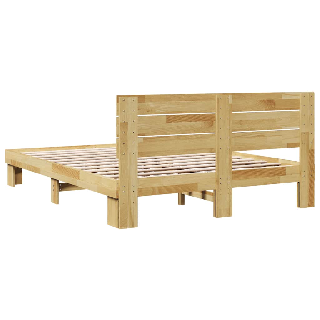 Sengeramme med sengegavl uten madrass 135x190 cm Heltre Eik