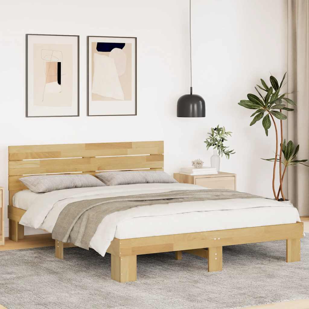 Sengeramme med sengegavl uten madrass 135x190 cm Heltre Eik